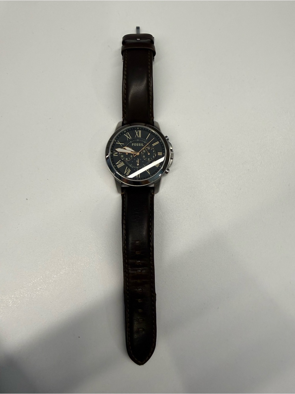 Fossil Grant 44mm Chronograph Brown Leather Watch